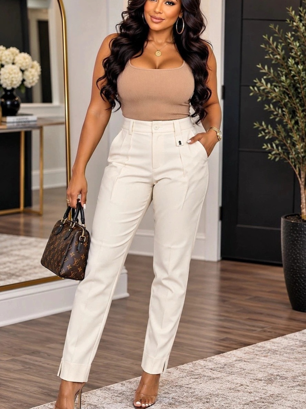 BCBGMAXAZRIA Straight Leg Pants in White Size 14 Like New